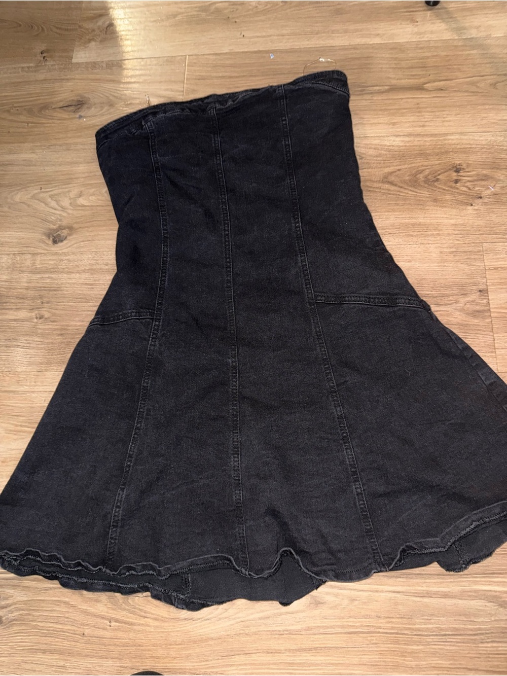 Brand new black denim strapless dress